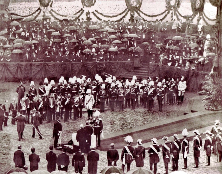Kaiser Wilhelm I. bei der Grundsteinlegung für das Reichstagsgebäude, 1884
