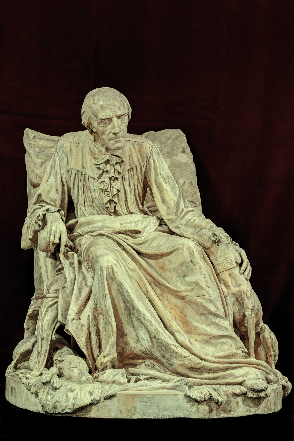 Der Philosoph von Sanssouci in seinen letzten Stunden, Gipsmodell (Bozzetto) zu der Marmorskulptur von Harro Magnussen, BHZ, Foto Roland Beck