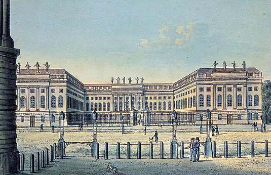 Ansicht des Palais des Prinzen Heinrich am Opernplatz in Berlin, Radierung n. Johann Friedrich Nagel um 1800, GV, Foto S. Schimmel