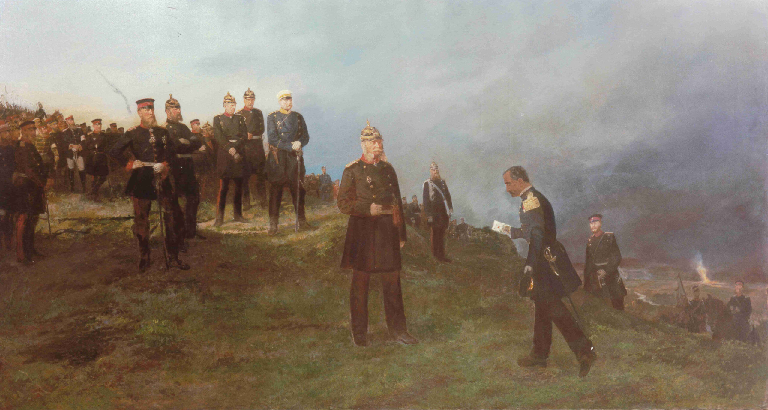 General Reille übergibt König Wilhelm I. einen Brief Kaiser Napoleons III. vor Sedan, BHZ, Foto R. Beck