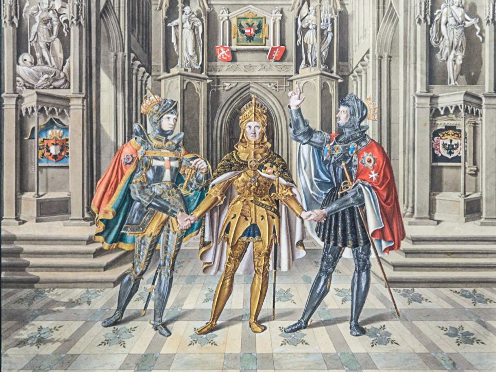 Die Heilige Allianz, Farbdruck nach eine Gouache von H. Olivier um 1820, BHZ, Foto R. Beck