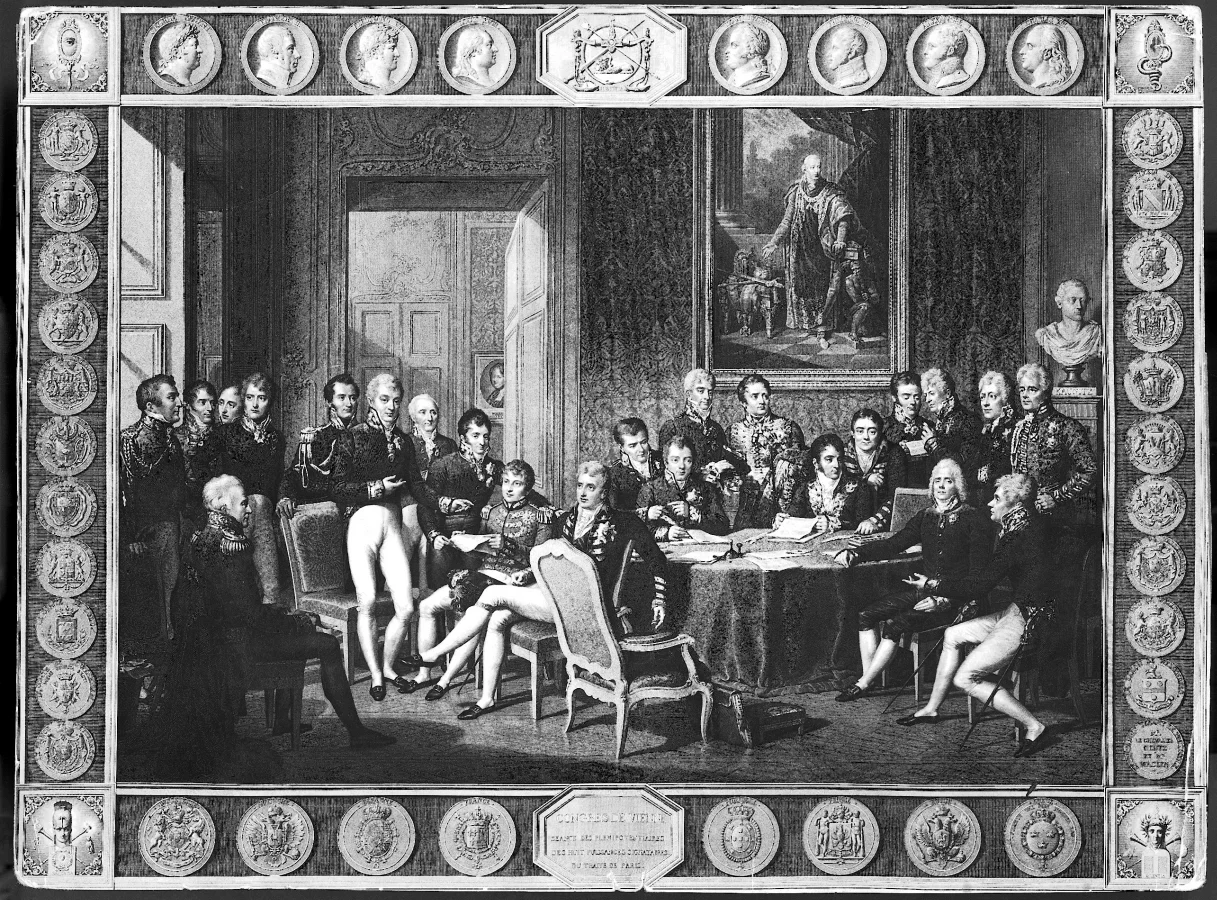 Die Delegierten des Wiener Kongresses, Kupferstich von J. Godefroy nach J.-B. Isabey 1815, BHZ, Foto R. Beck