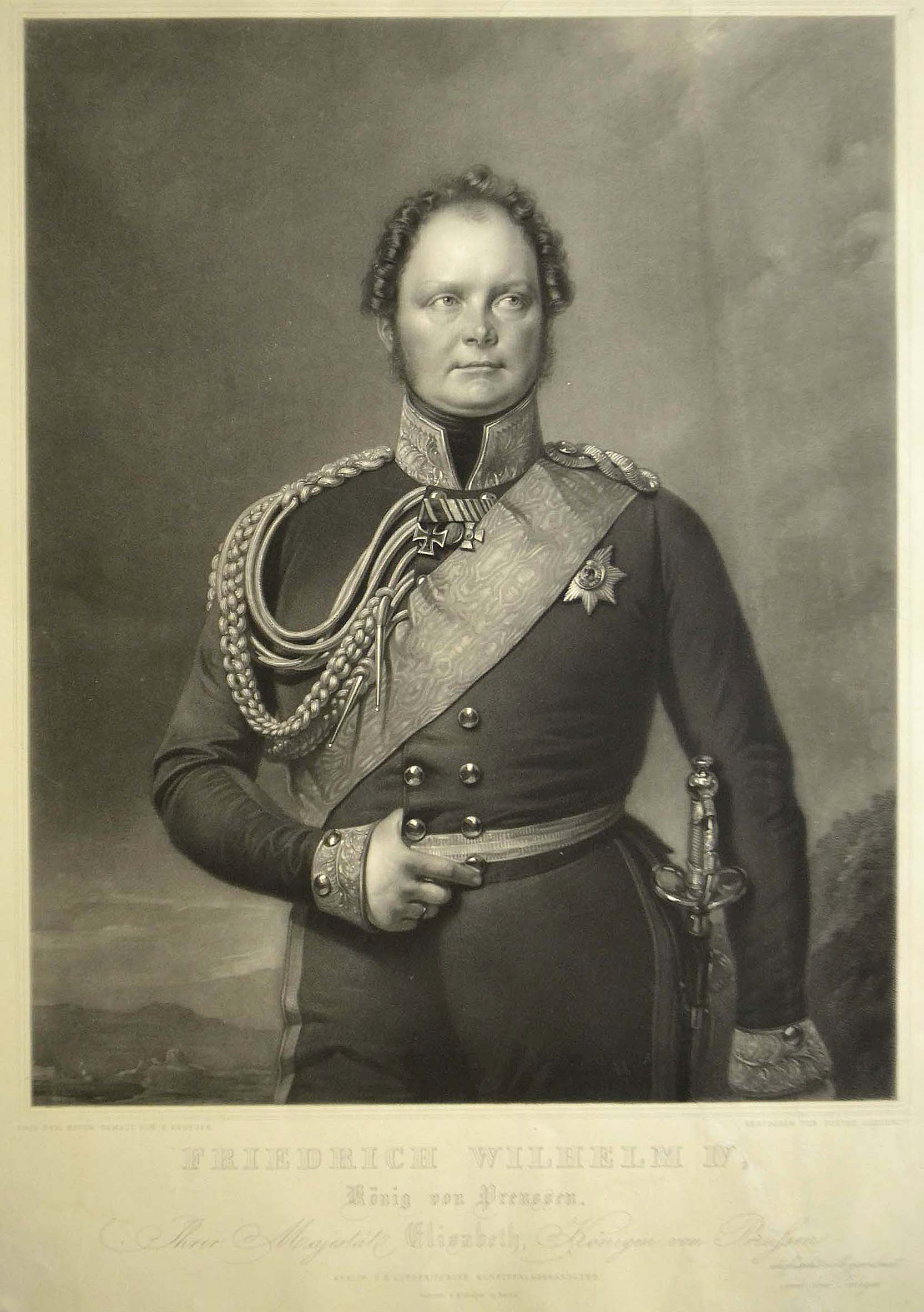 König Friedrich Wilhelm IV., Lithographie von Gustav Lüderitz n. Franz Krüger um 1850, BHZ, Foto R. Beck